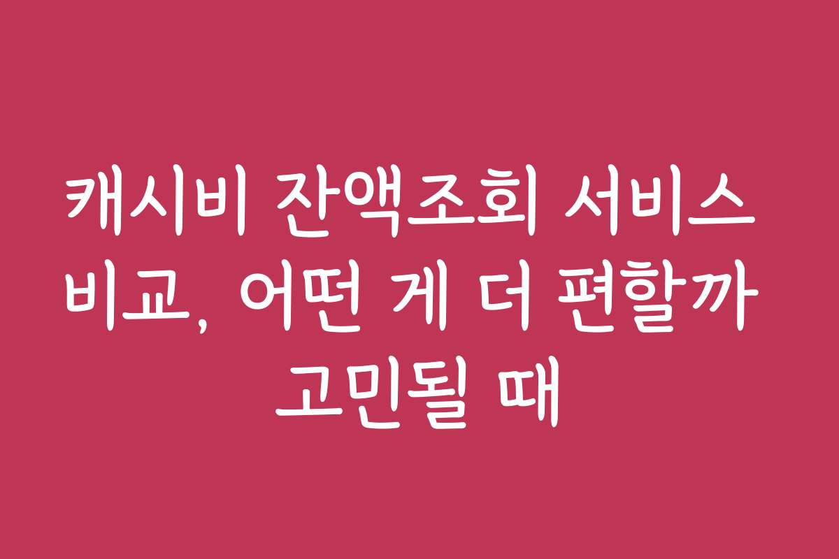 캐시비 잔액조회 서비스 비교, 어떤 게 더 편할까 고민될 때