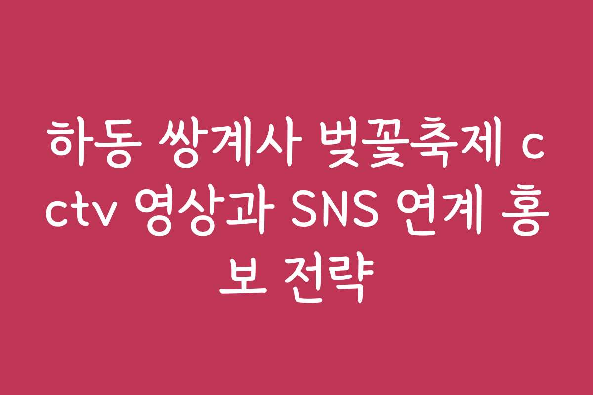 하동 쌍계사 벚꽃축제 cctv 영상과 SNS 연계 홍보 전략