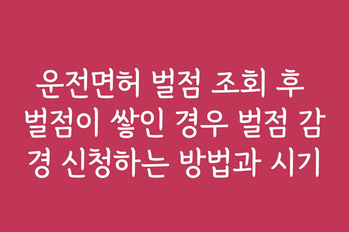 운전면허 벌점 조회 후 벌점이 쌓인 경우 벌점 감경 신청하는 방법과 시기