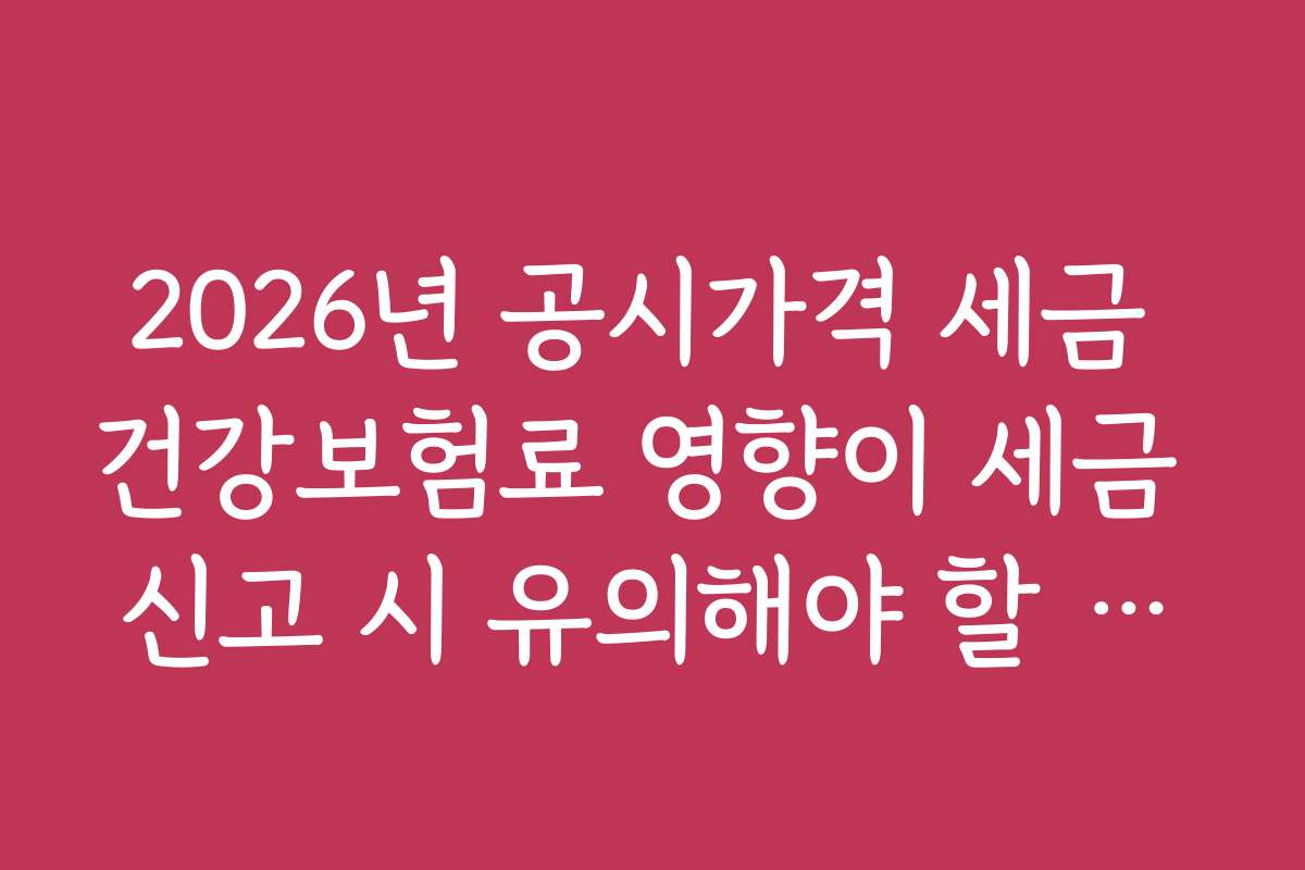 2026년 공시가격 세금 건강보험료 영향이 세금 신고 시 유의해야 할 중요한 포인트는