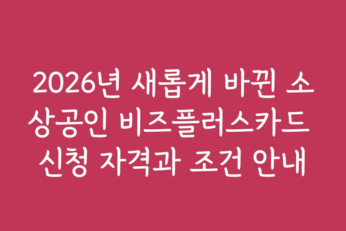 2026년 새롭게 바뀐 소상공인 비즈플러스카드 신청 자격과 조건 안내
