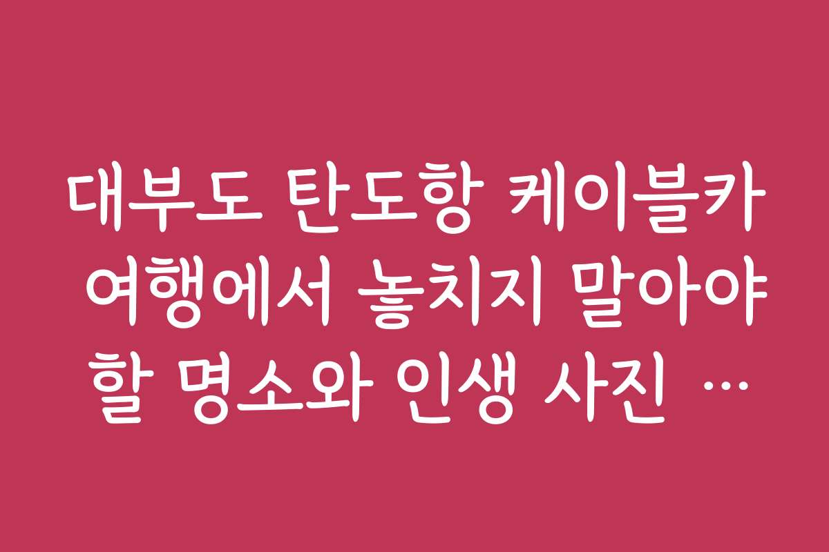 대부도 탄도항 케이블카 여행에서 놓치지 말아야 할 명소와 인생 사진 포인트를 소개