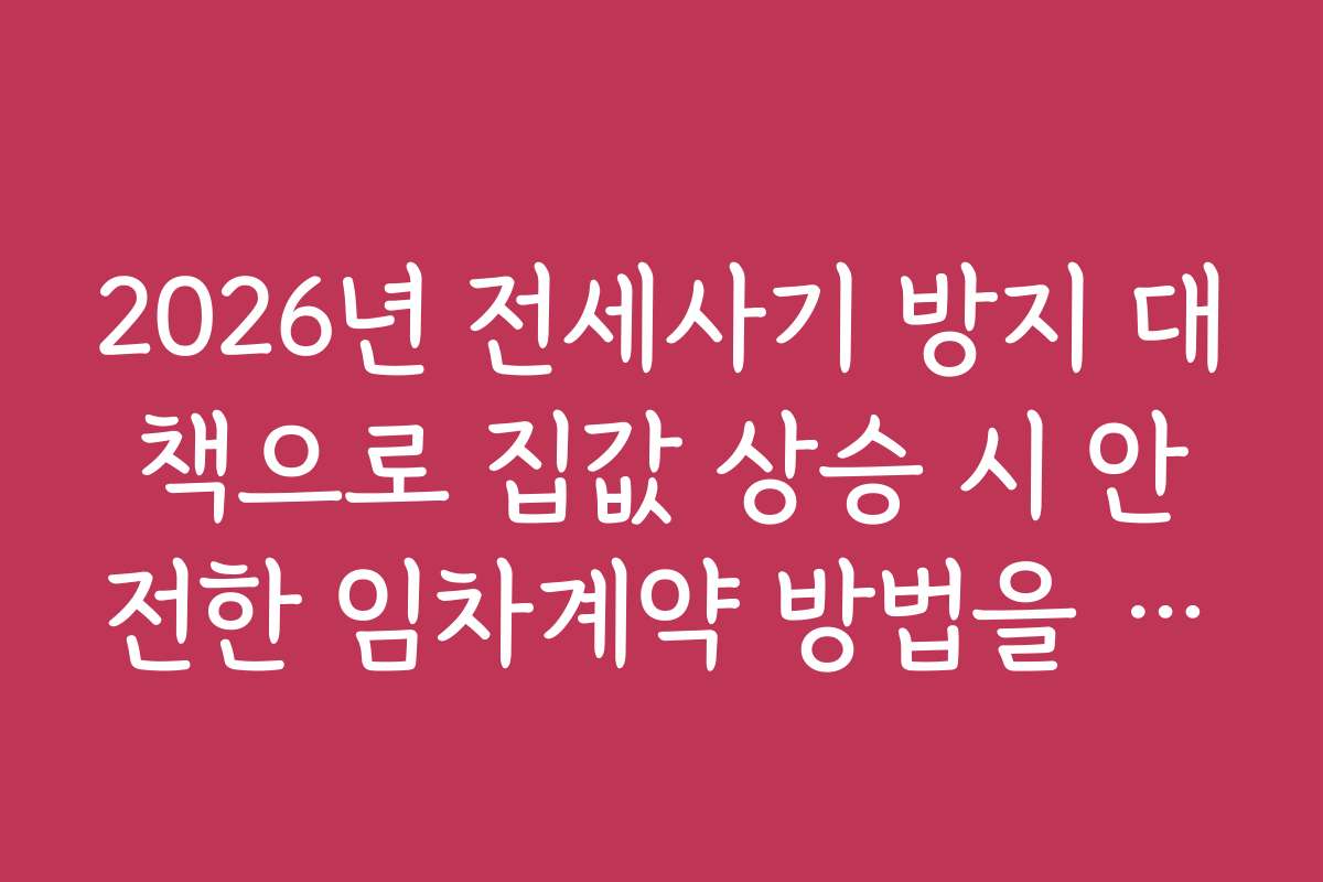 2026년 전세사기 방지 대책으로 집값 상승 시 안전한 임차계약 방법을 배우세요
