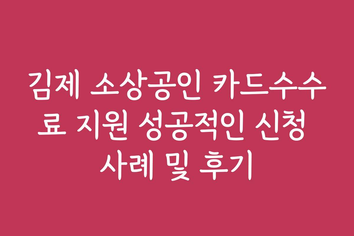 김제 소상공인 카드수수료 지원 성공적인 신청 사례 및 후기