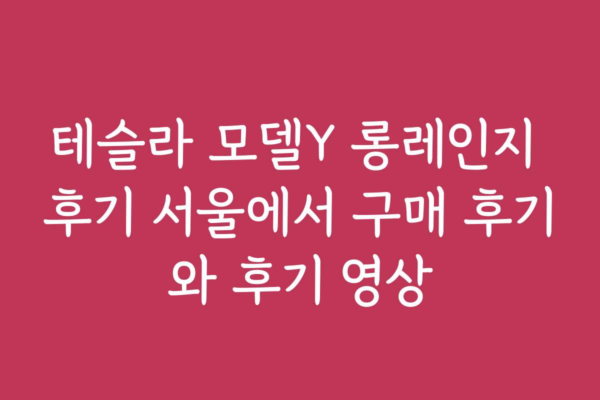 테슬라 모델Y 롱레인지 후기 서울에서 구매 후기와 후기 영상