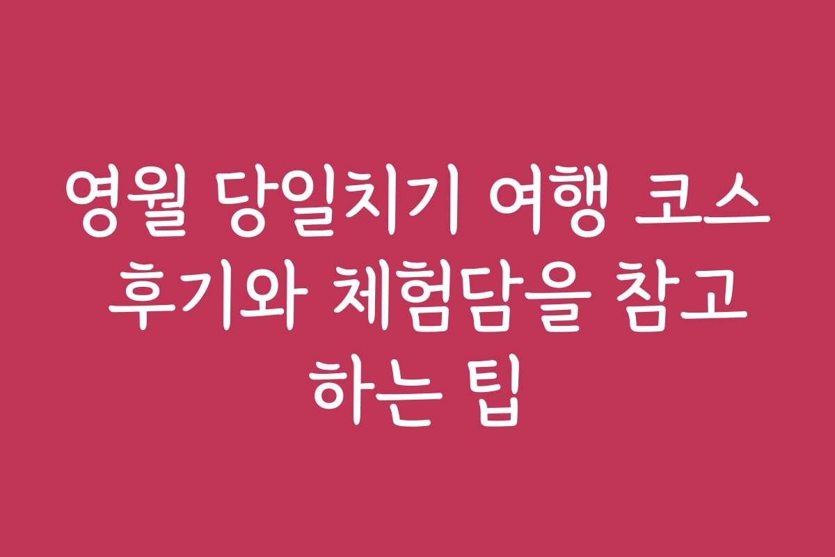 영월 당일치기 여행 코스 후기와 체험담을 참고하는 팁