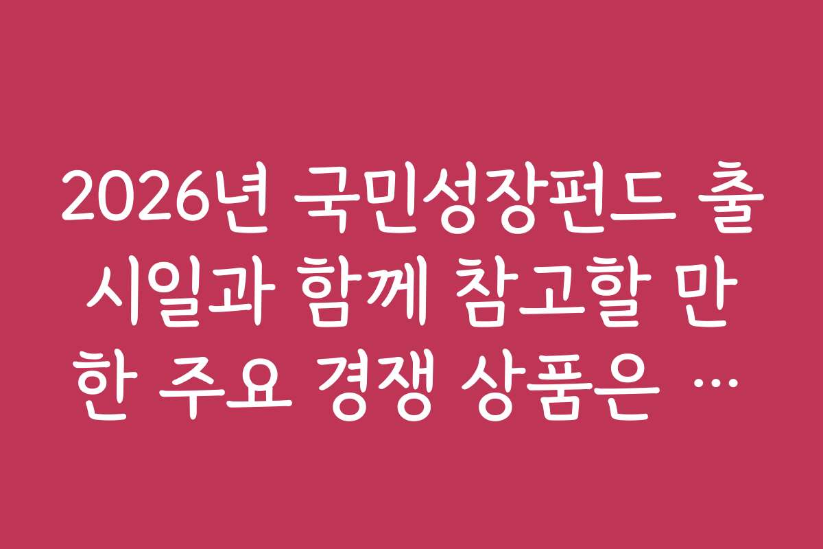 2026년 국민성장펀드 출시일과 함께 참고할 만한 주요 경쟁 상품은 무엇인가요