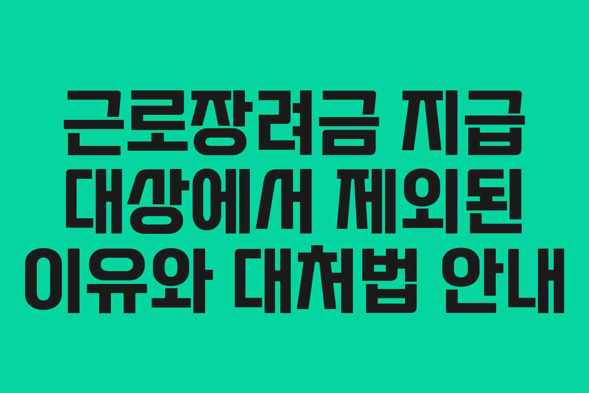 근로장려금 지급 대상에서 제외된 이유와 대처법 안내