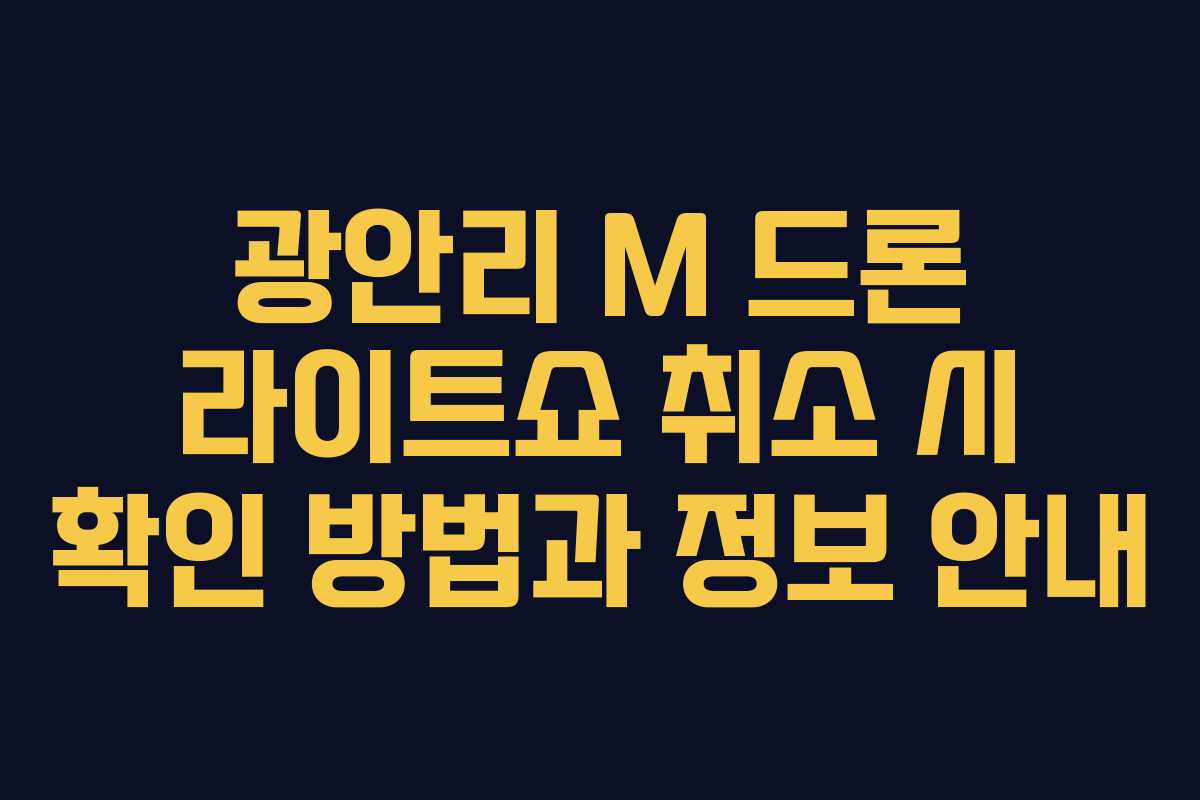 광안리 M 드론 라이트쇼 취소 시 확인 방법과 정보 안내