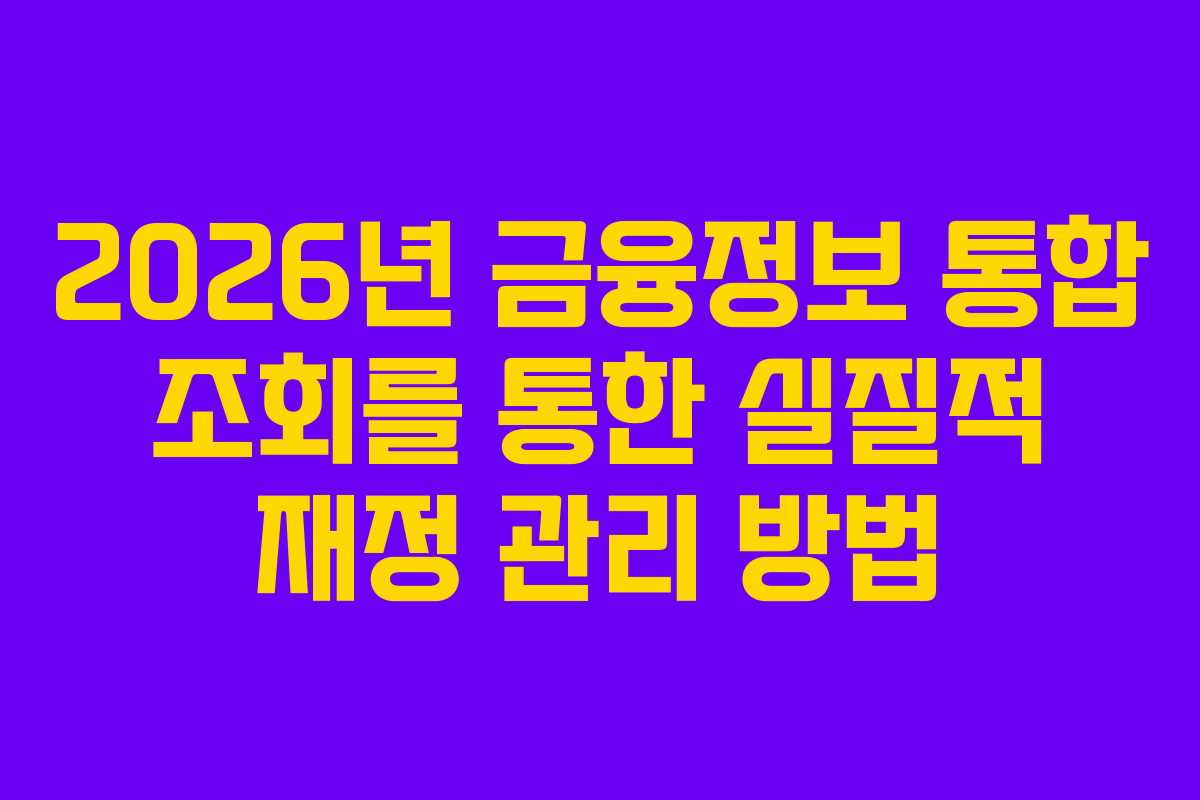 2026년 금융정보 통합 조회를 통한 실질적 재정 관리 방법