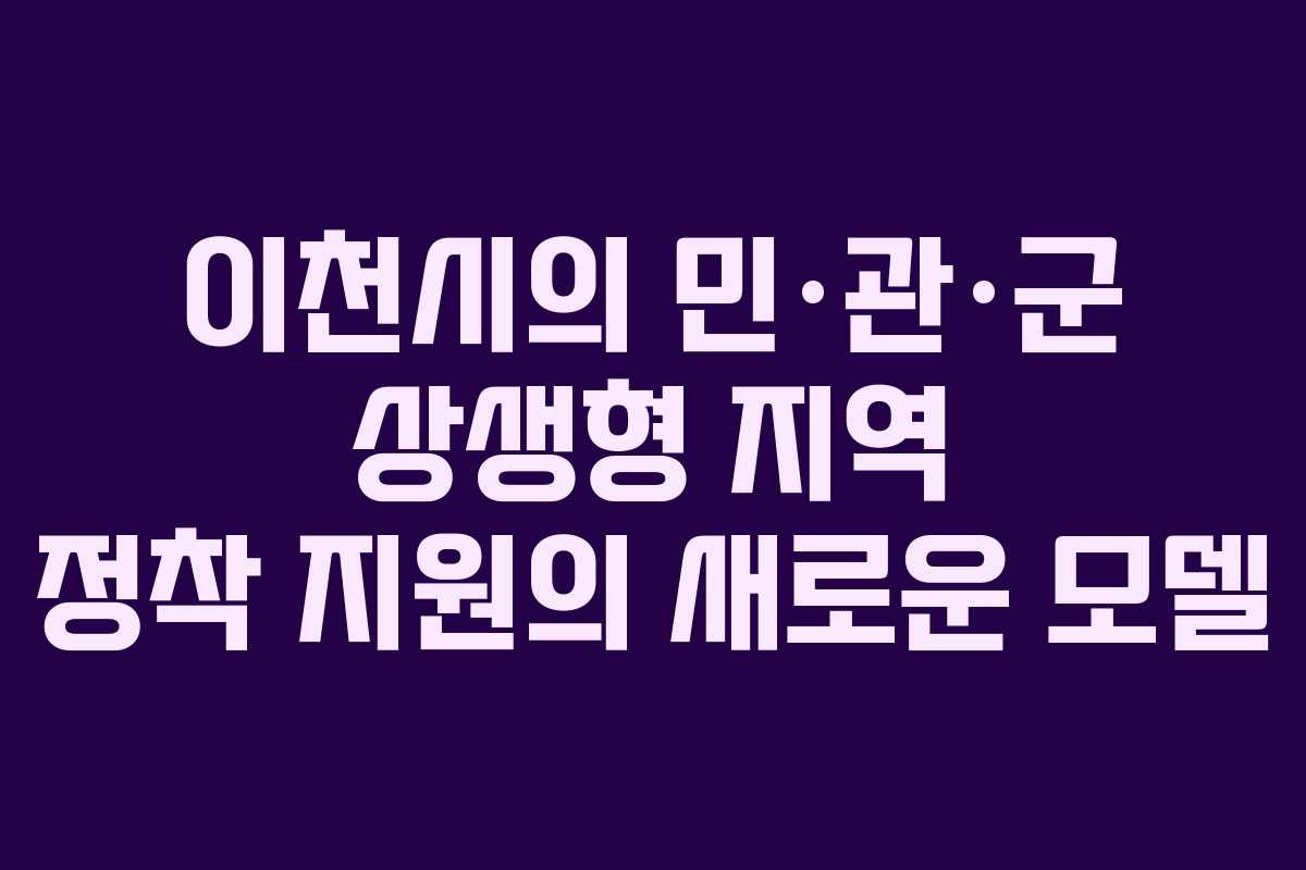 이천시의 민·관·군 상생형 지역 정착 지원의 새로운 모델