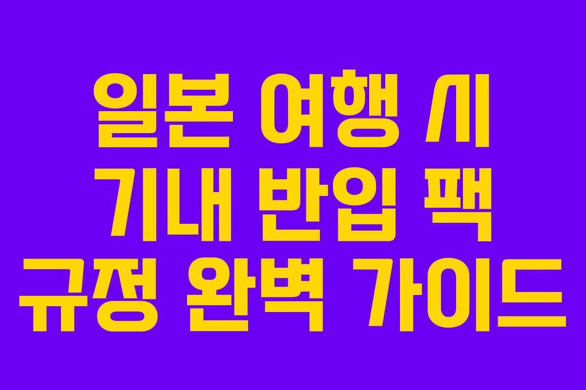 일본 여행 시 기내 반입 팩 규정 완벽 가이드