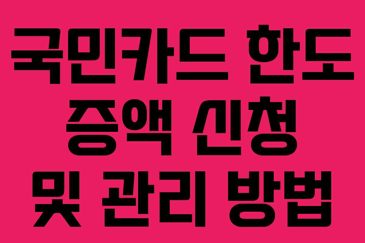국민카드 한도 증액 신청 및 관리 방법
