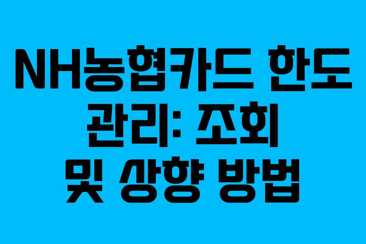 NH농협카드 한도 관리: 조회 및 상향 방법