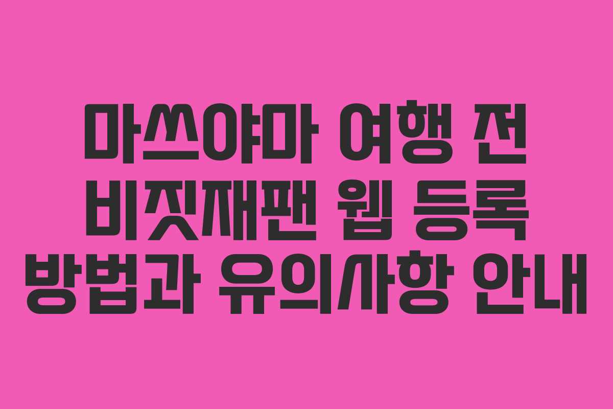 마쓰야마 여행 전 비짓재팬 웹 등록 방법과 유의사항 안내