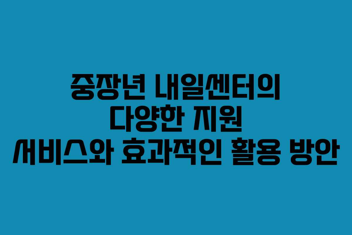 중장년 내일센터의 다양한 지원 서비스와 효과적인 활용 방안