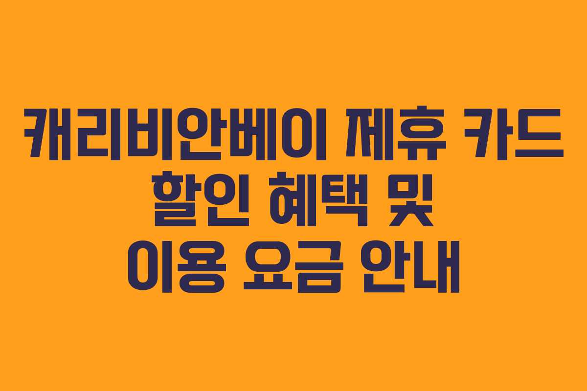 캐리비안베이 제휴 카드 할인 혜택 및 이용 요금 안내