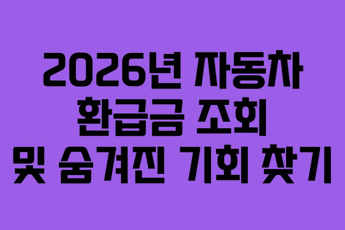 2026년 자동차 환급금 조회 및 숨겨진 기회 찾기