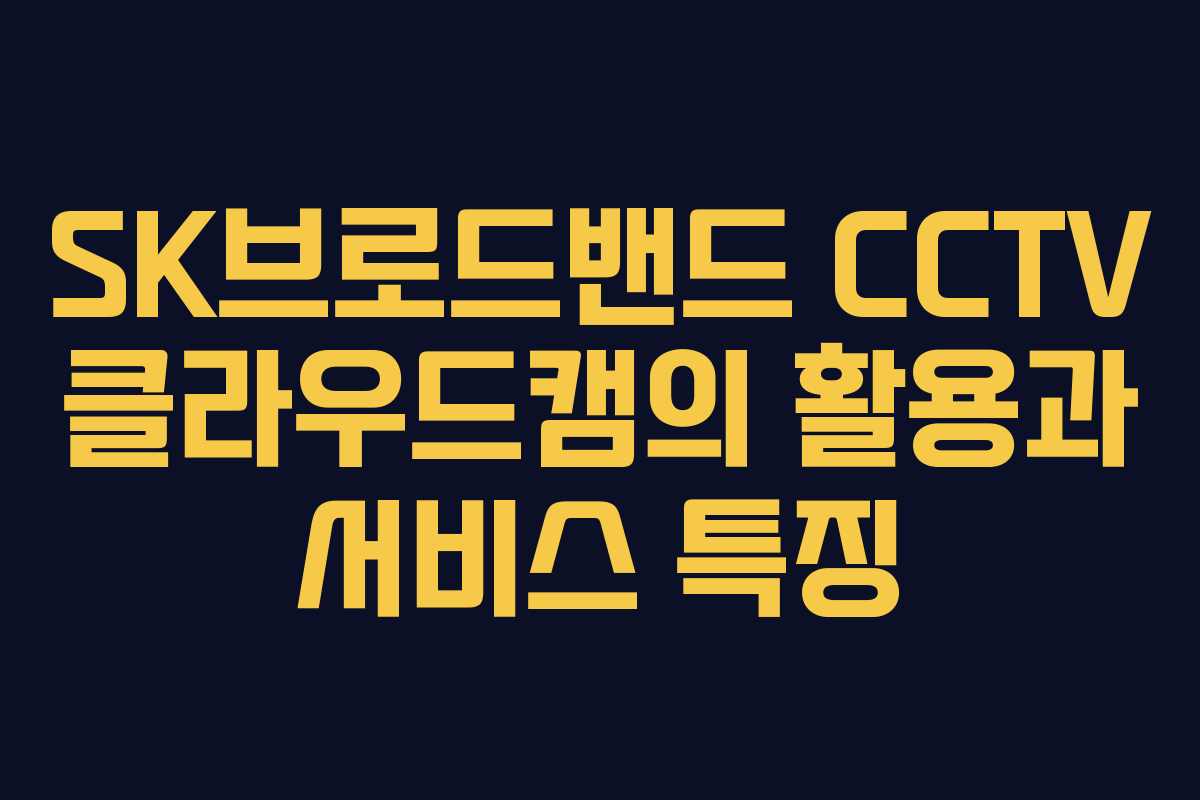 SK브로드밴드 CCTV 클라우드캠의 활용과 서비스 특징