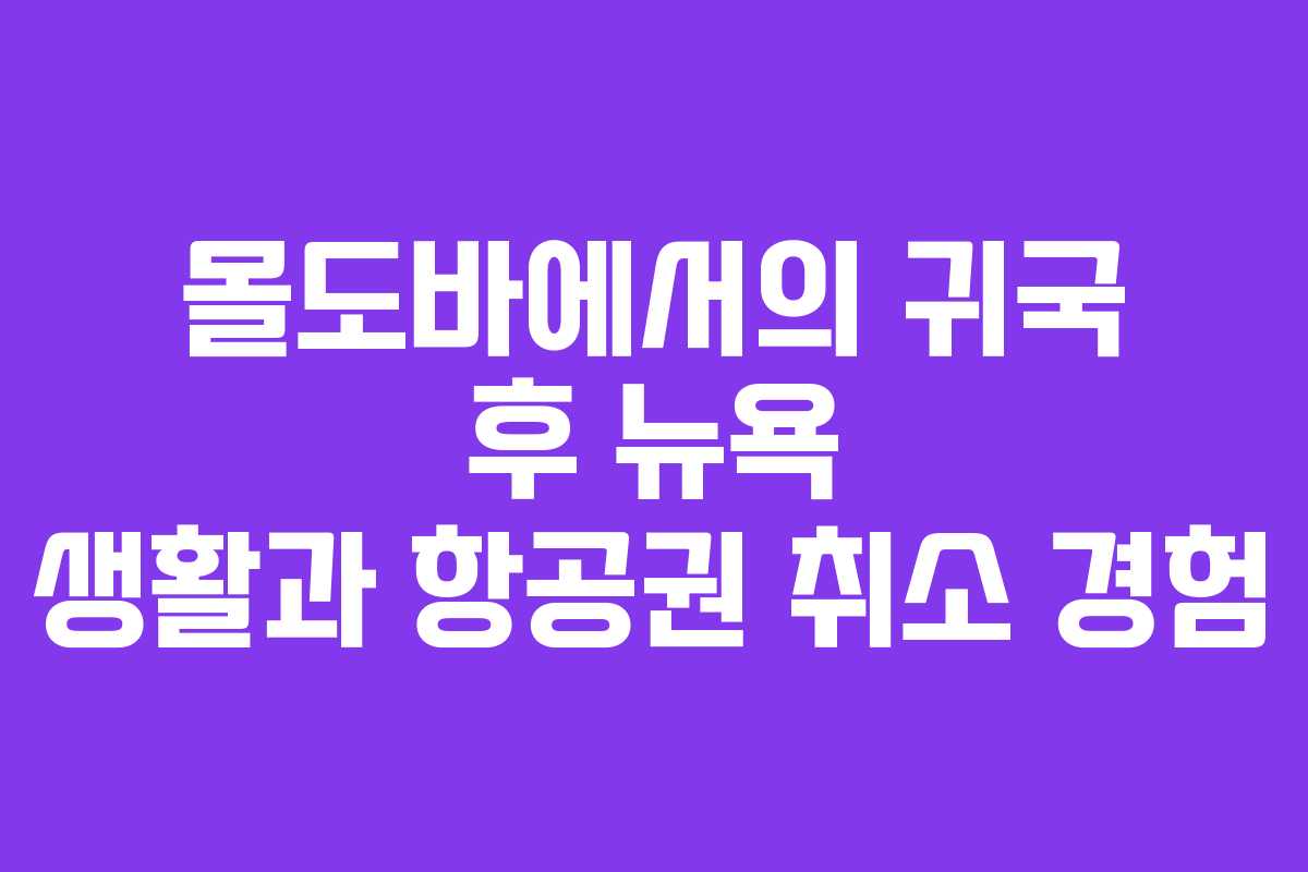 몰도바에서의 귀국 후 뉴욕 생활과 항공권 취소 경험
