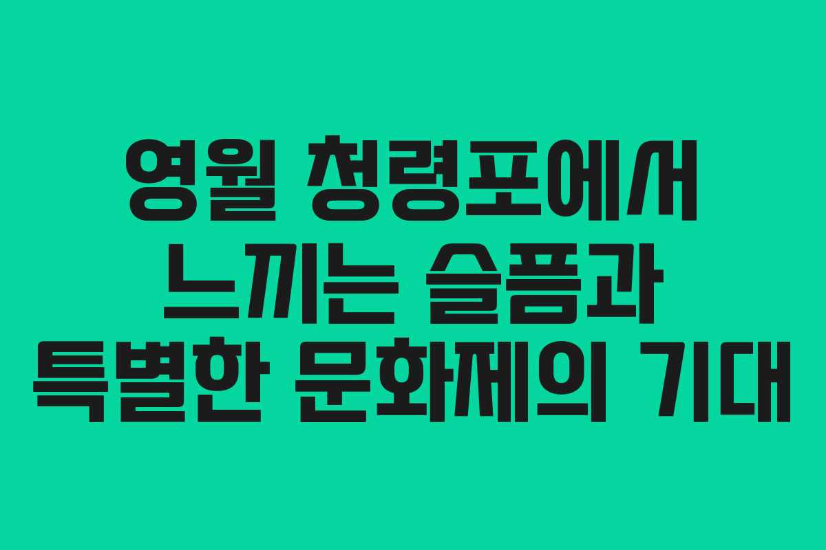 영월 청령포에서 느끼는 슬픔과 특별한 문화제의 기대