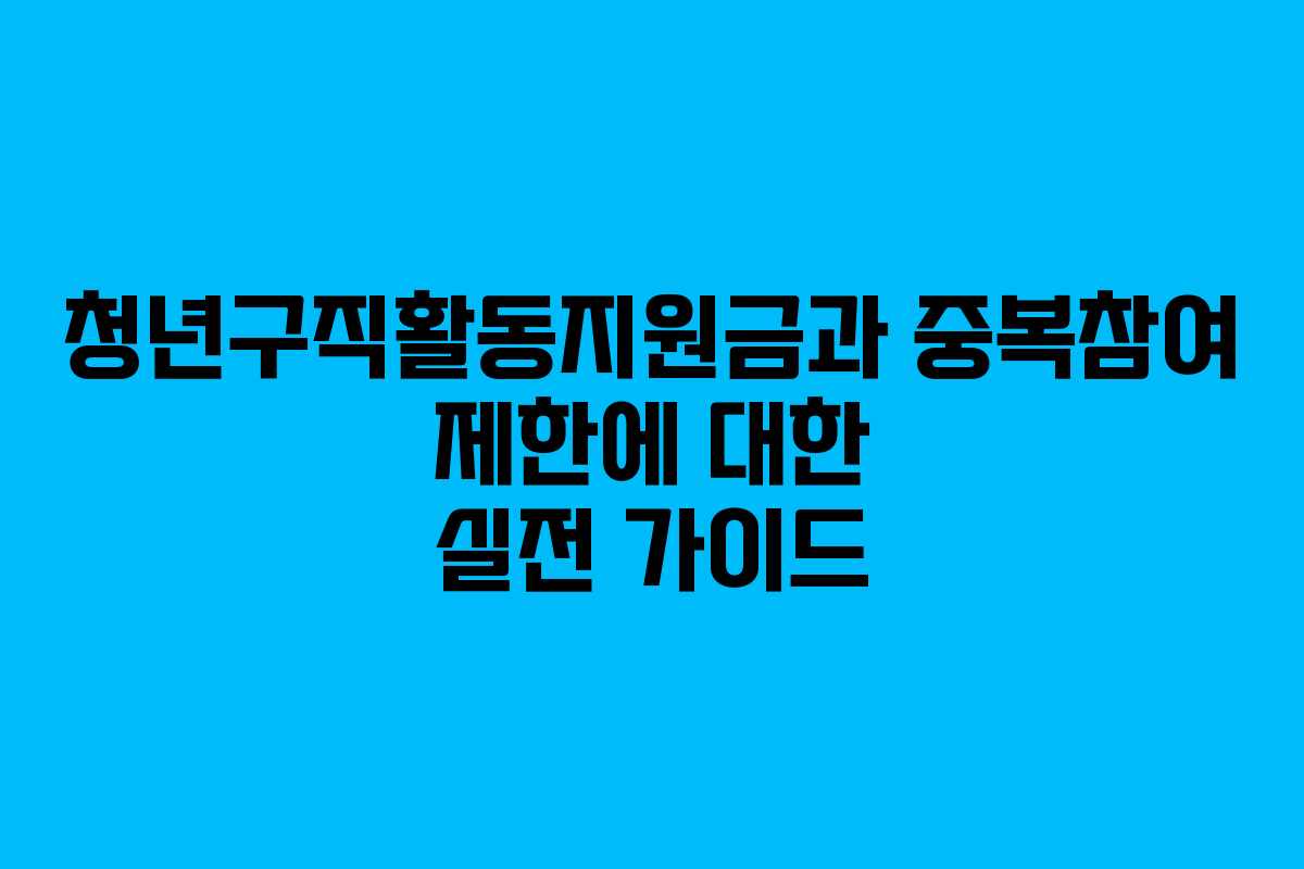 청년구직활동지원금과 중복참여 제한에 대한 실전 가이드