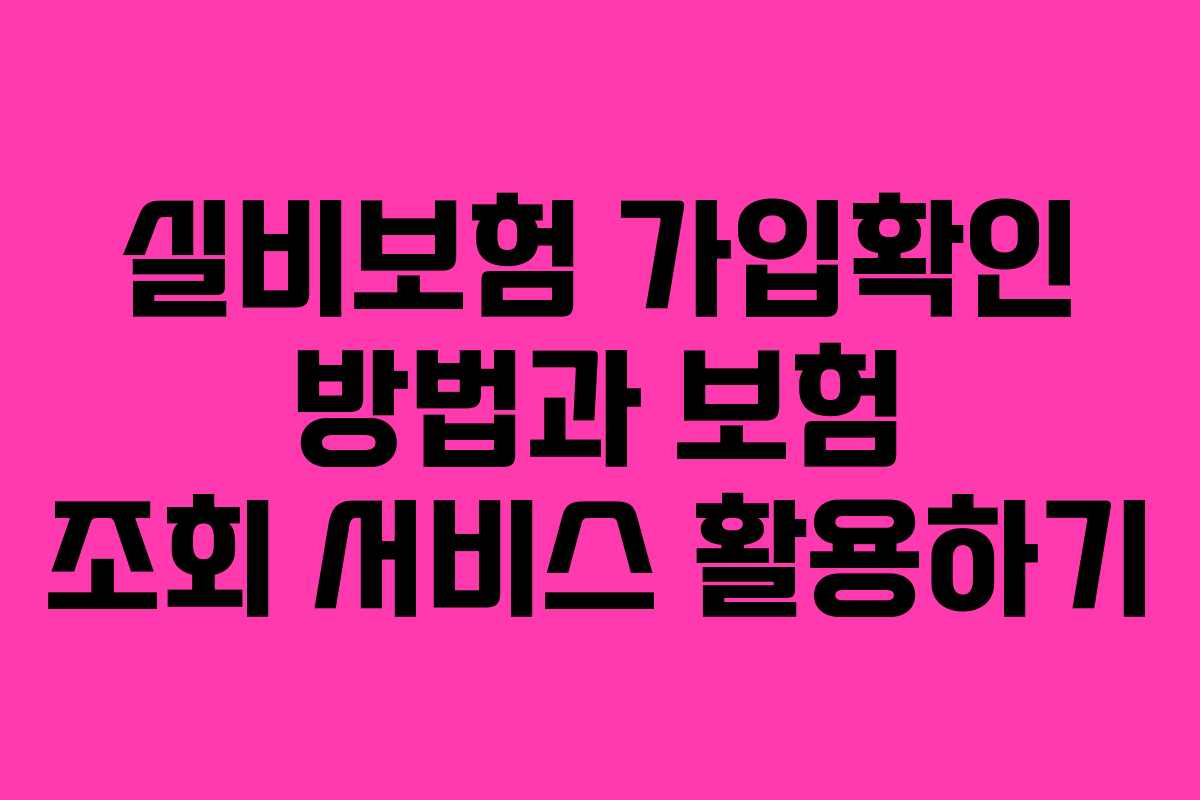 실비보험 가입확인 방법과 보험 조회 서비스 활용하기