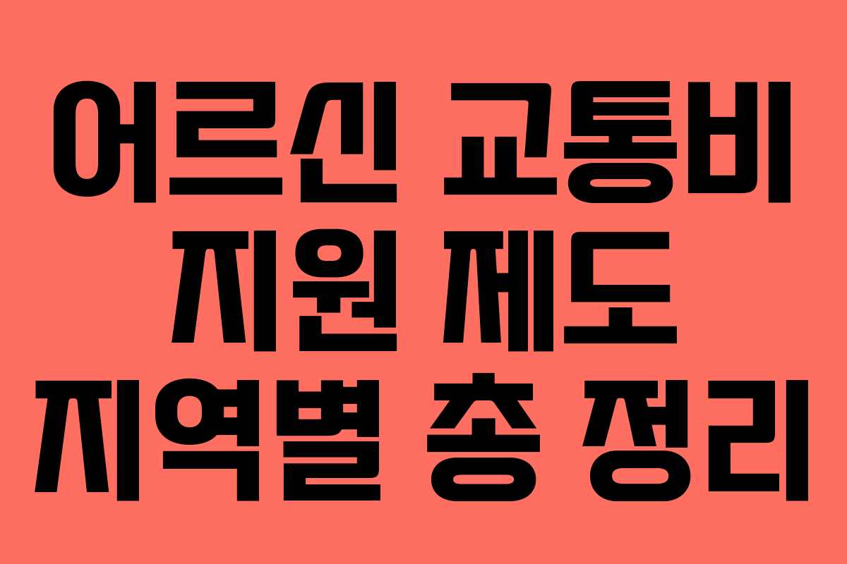 어르신 교통비 지원 제도 지역별 총 정리