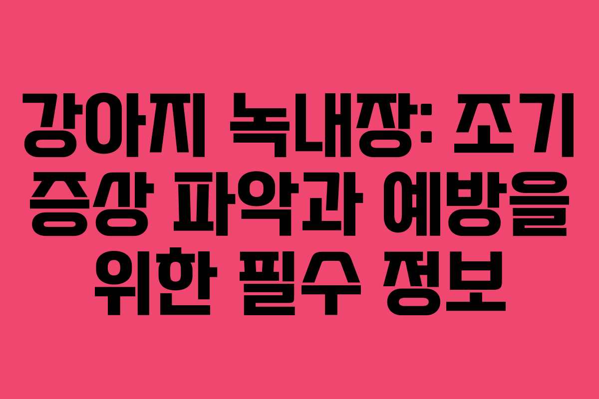 강아지 녹내장: 조기 증상 파악과 예방을 위한 필수 정보