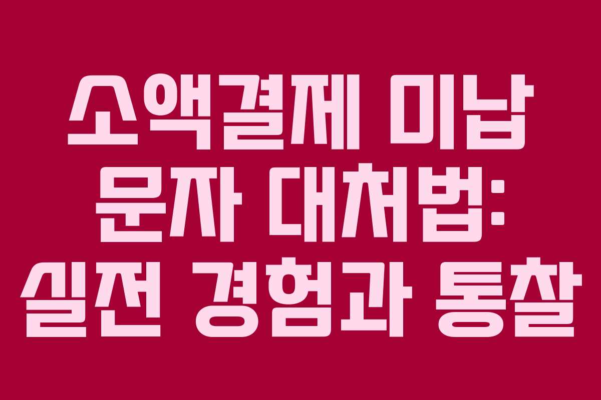 소액결제 미납 문자 대처법: 실전 경험과 통찰