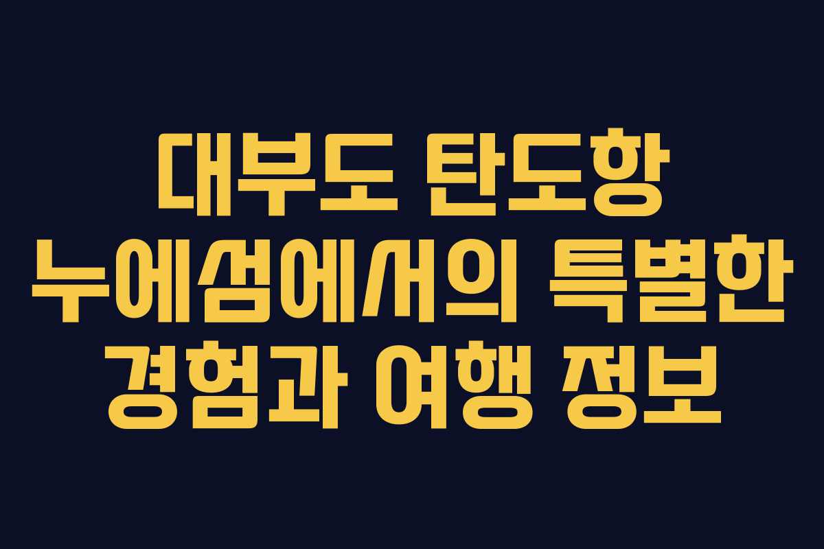 대부도 탄도항 누에섬에서의 특별한 경험과 여행 정보