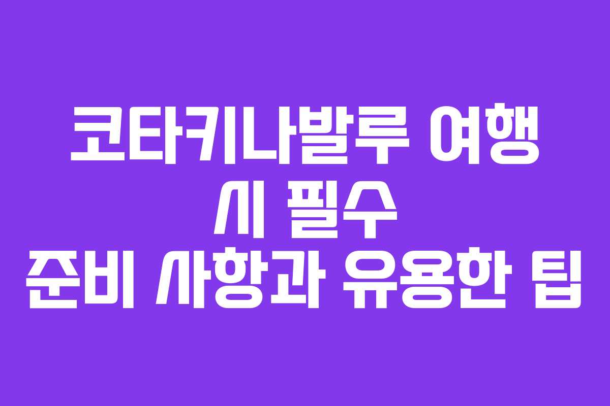 코타키나발루 여행 시 필수 준비 사항과 유용한 팁