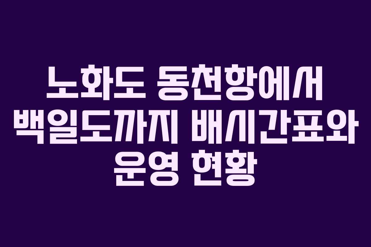 노화도 동천항에서 백일도까지 배시간표와 운영 현황