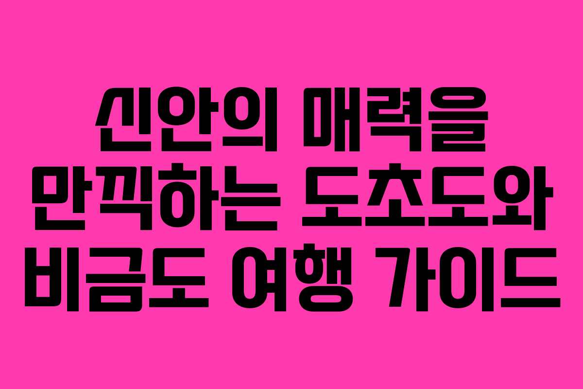 신안의 매력을 만끽하는 도초도와 비금도 여행 가이드