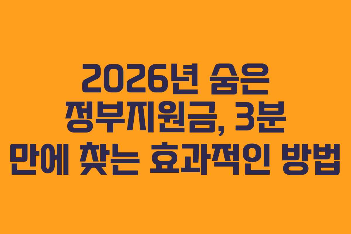 2026년 숨은 정부지원금, 3분 만에 찾는 효과적인 방법