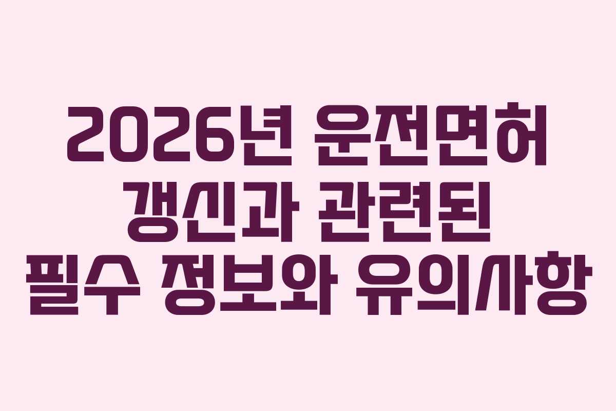2026년 운전면허 갱신과 관련된 필수 정보와 유의사항