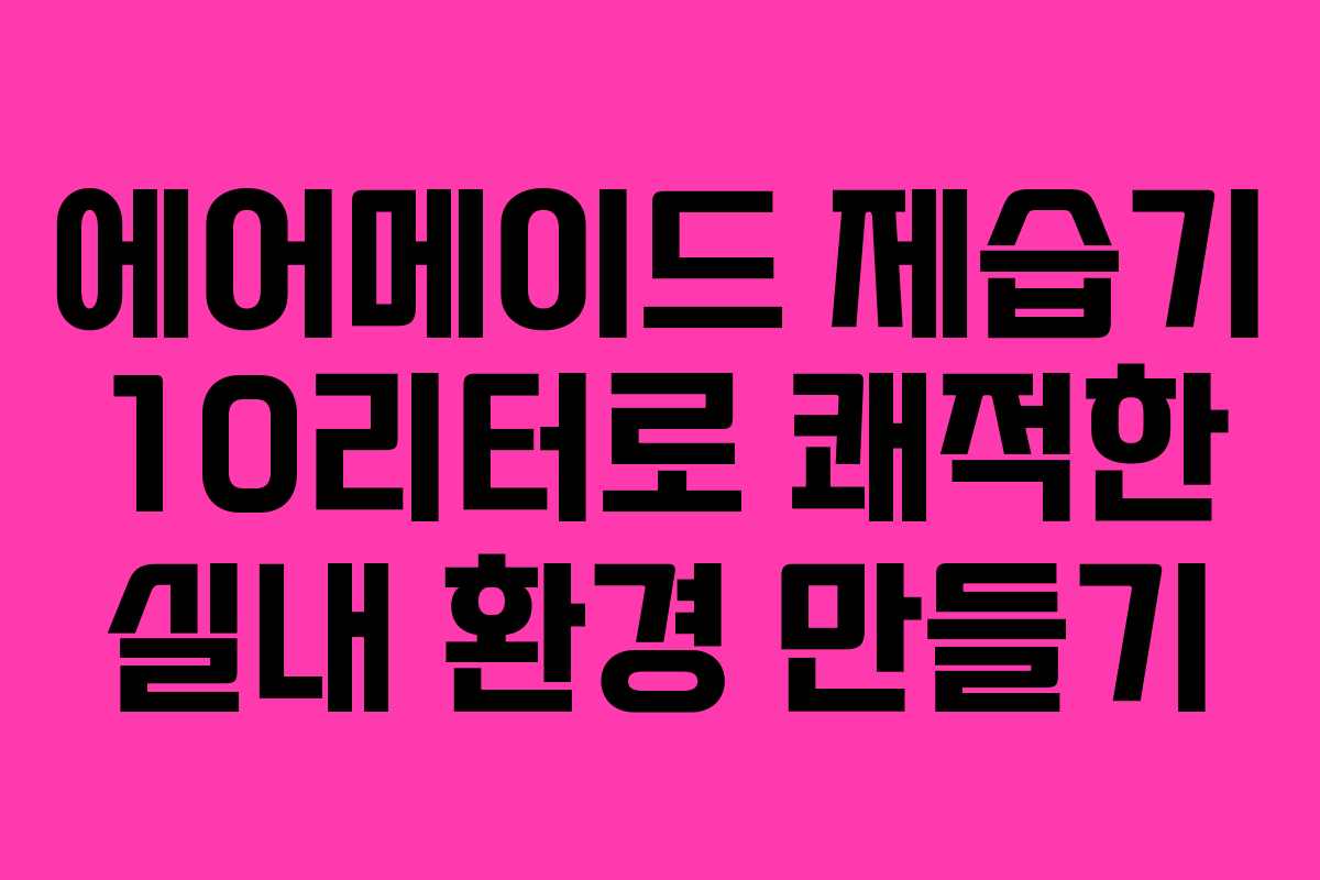 에어메이드 제습기 10리터로 쾌적한 실내 환경 만들기