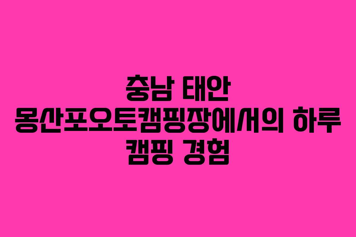 충남 태안 몽산포오토캠핑장에서의 하루 캠핑 경험