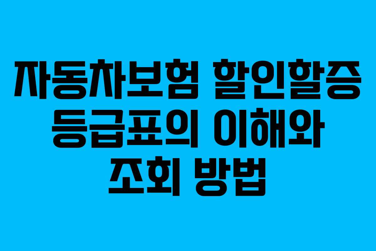 자동차보험 할인할증 등급표의 이해와 조회 방법