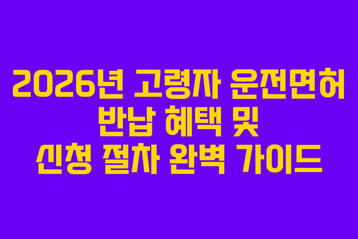 2026년 고령자 운전면허 반납 혜택 및 신청 절차 완벽 가이드