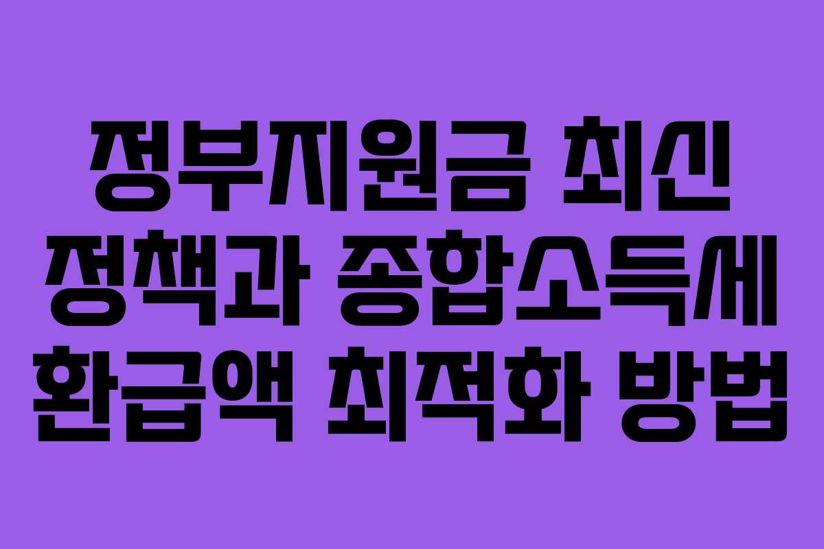 정부지원금 최신 정책과 종합소득세 환급액 최적화 방법