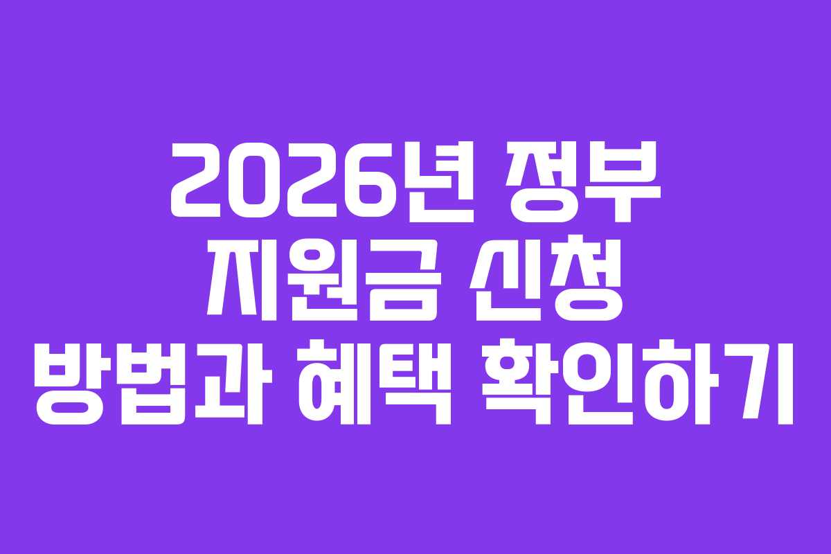 2026년 정부 지원금 신청 방법과 혜택 확인하기