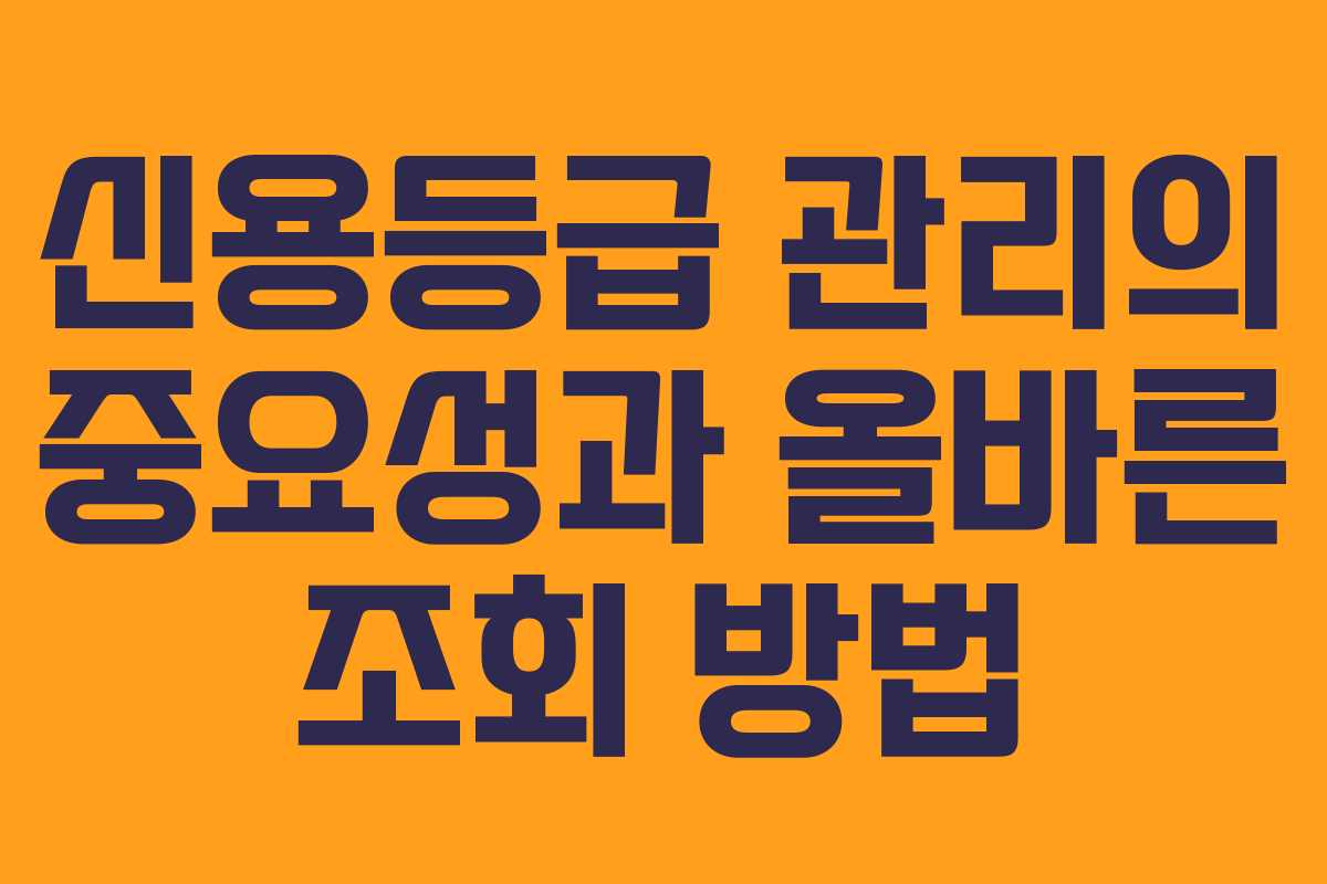 신용등급 관리의 중요성과 올바른 조회 방법