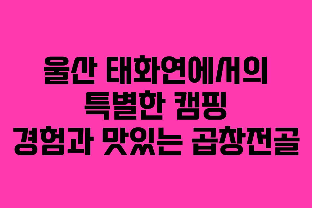 울산 태화연에서의 특별한 캠핑 경험과 맛있는 곱창전골