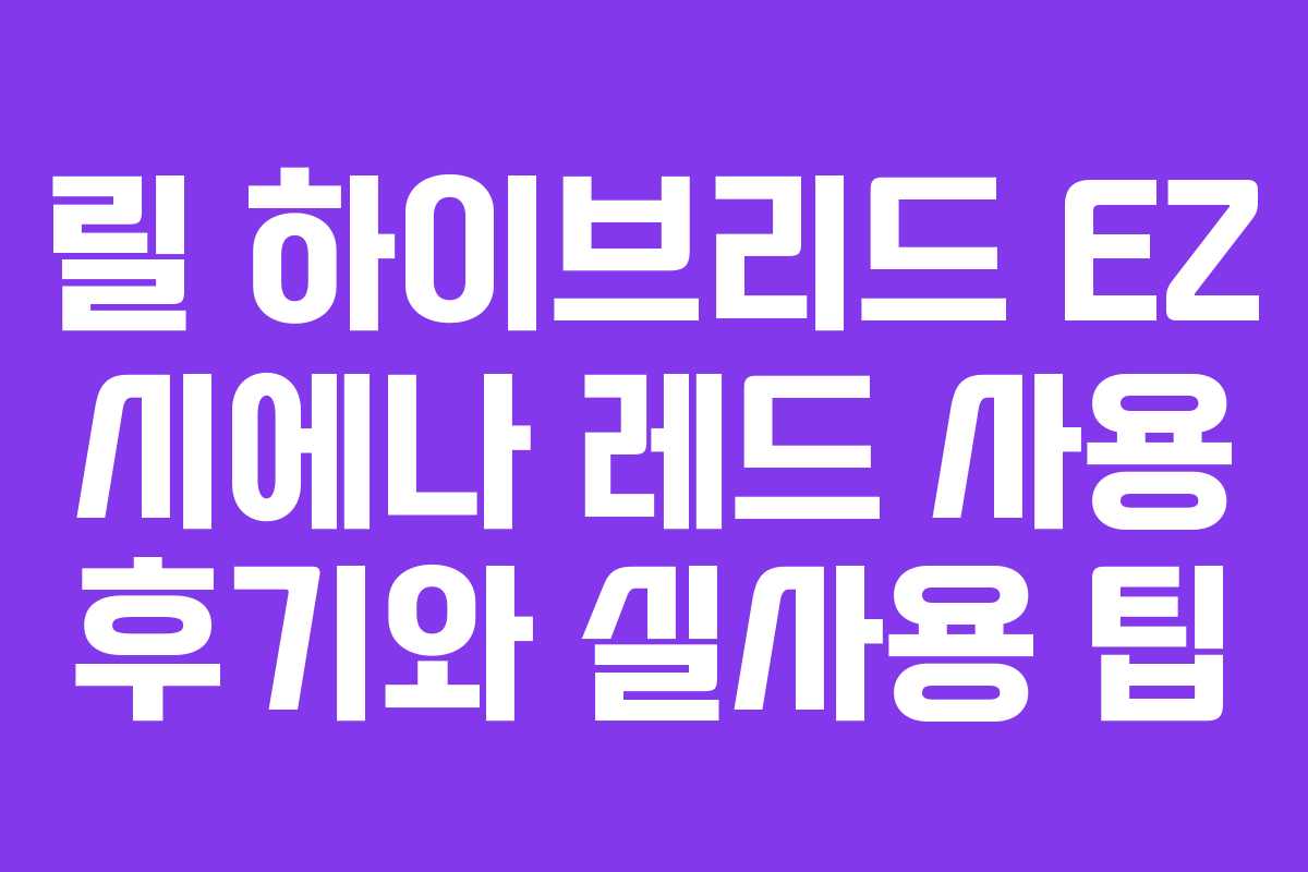 릴 하이브리드 EZ 시에나 레드 사용 후기와 실사용 팁