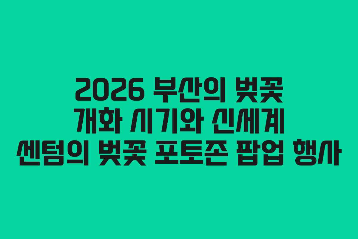 2026 부산의 벚꽃 개화 시기와 신세계 센텀의 벚꽃 포토존 팝업 행사