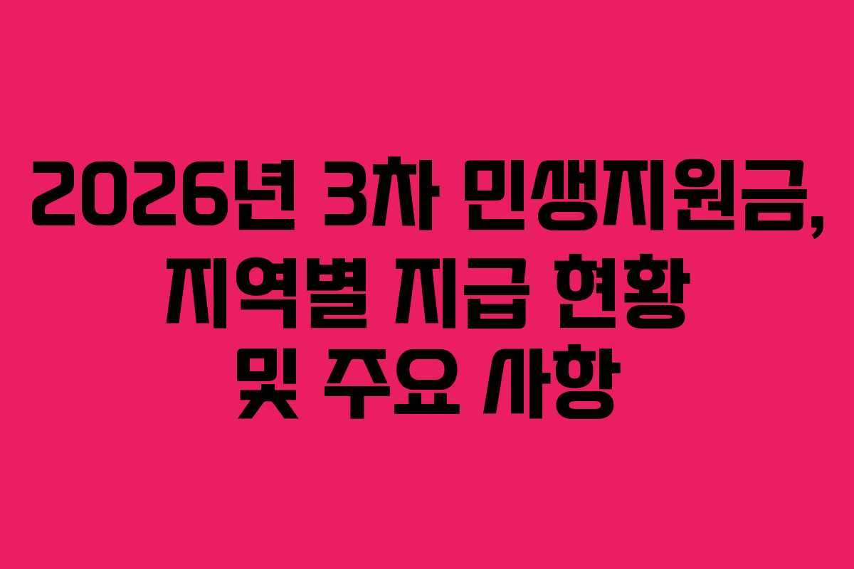2026년 3차 민생지원금, 지역별 지급 현황 및 주요 사항