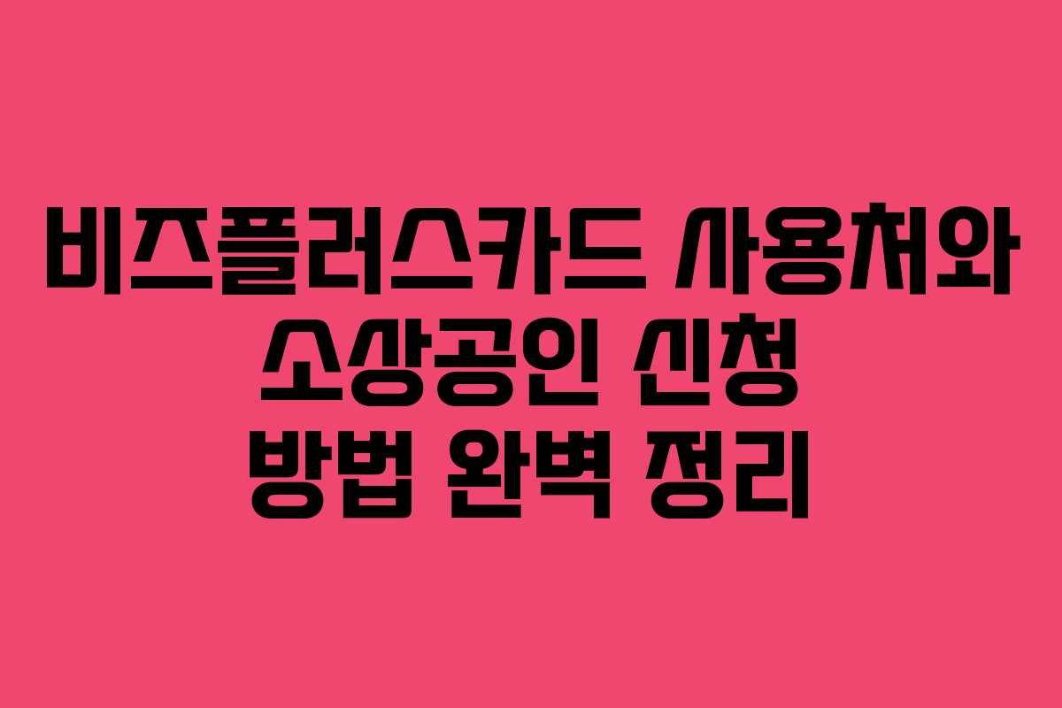 비즈플러스카드 사용처와 소상공인 신청 방법 완벽 정리