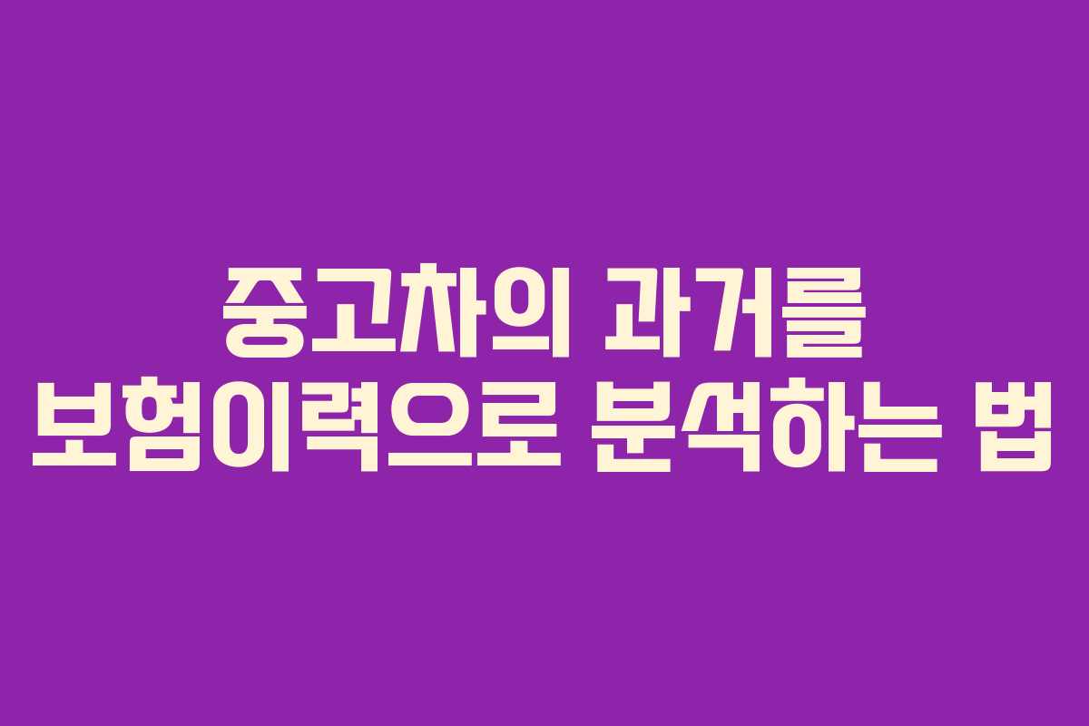 중고차의 과거를 보험이력으로 분석하는 법