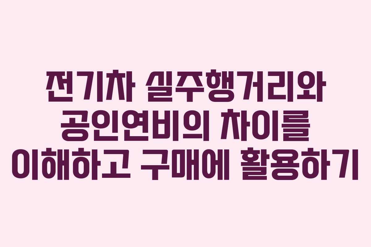 전기차 실주행거리와 공인연비의 차이를 이해하고 구매에 활용하기